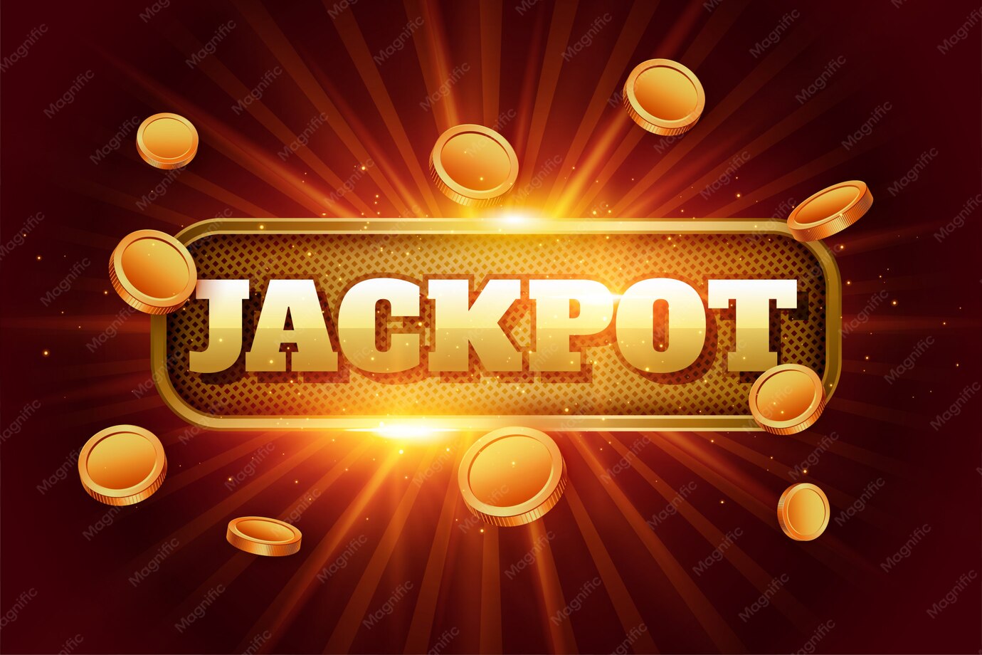 金幣噴發的中獎插畫